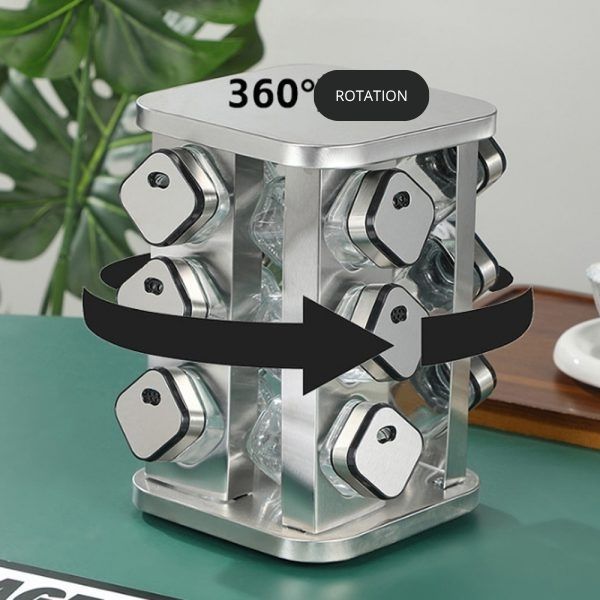 CARLA HOME Rotating Spice Rack Organizer with 20 Glass Jars for Kitchen Countertop - Image 5