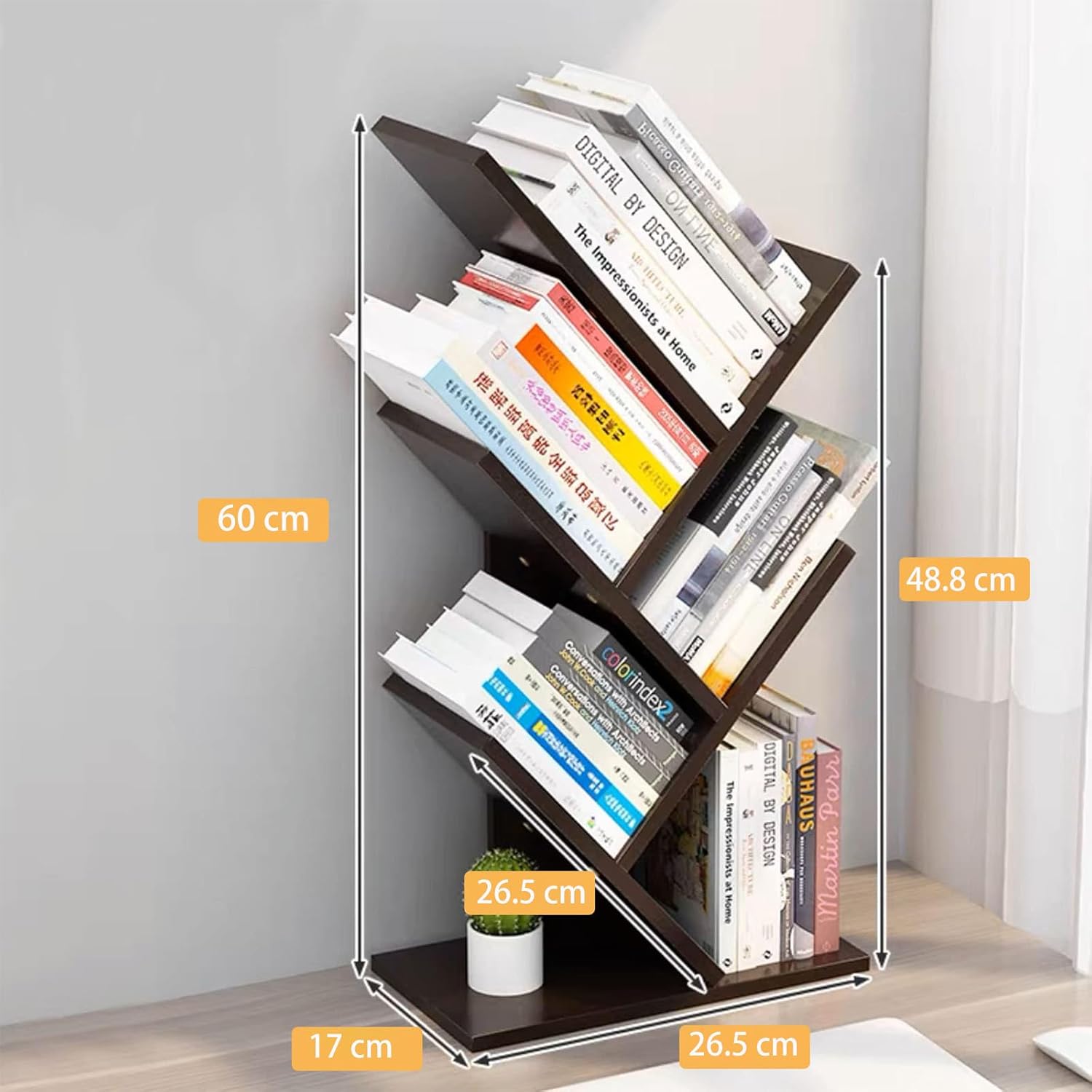 CARLA HOME 5-Tier Tree Bookshelf Storage Rack for Home Office or Bedroom (Black) - Image 2