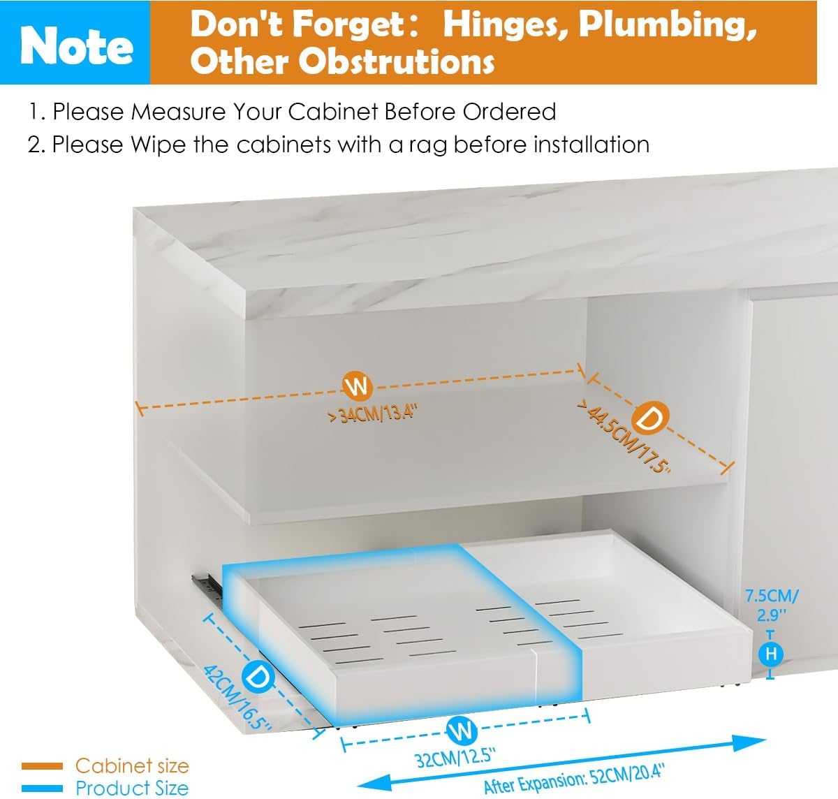 CARLA HOME Pack Pull Out Cabinet Organizer Expandable for Cabinets with Adjustable Slide Out Shelves and Easy Installation (White) - Image 2