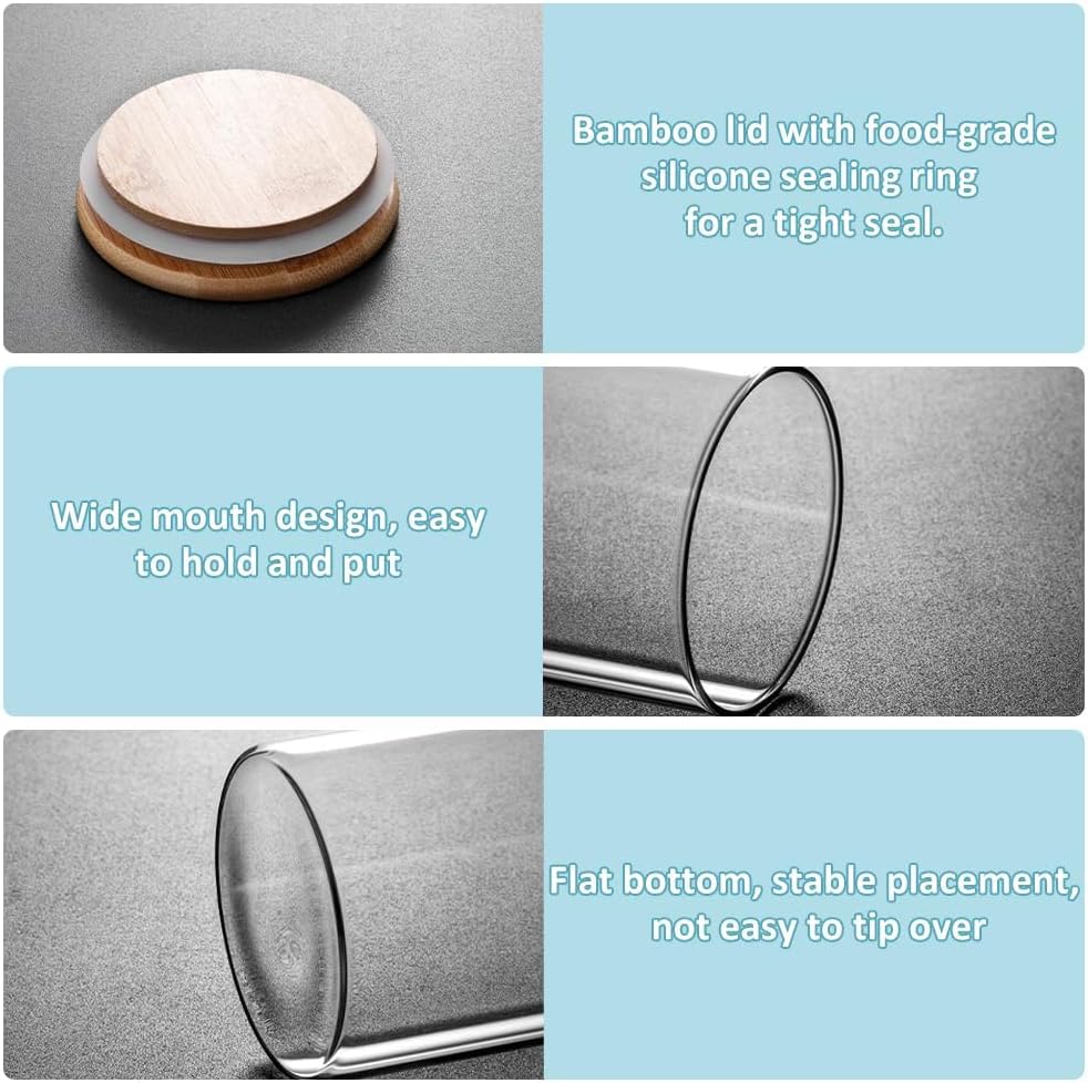 CARLA HOME 6 Pack Glass Storage Jars with Bamboo Lids for Kitchen Pantry, Pasta, Snacks, Cookies, Candy & More - Image 10