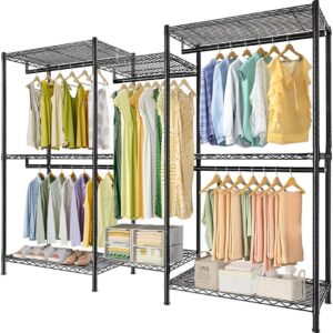 CARLA HOME Heavy Duty Clothing Garment Rack Organizer with Hanging Rods & Storage Shelves for Clothes, Shoes & Wardrobe