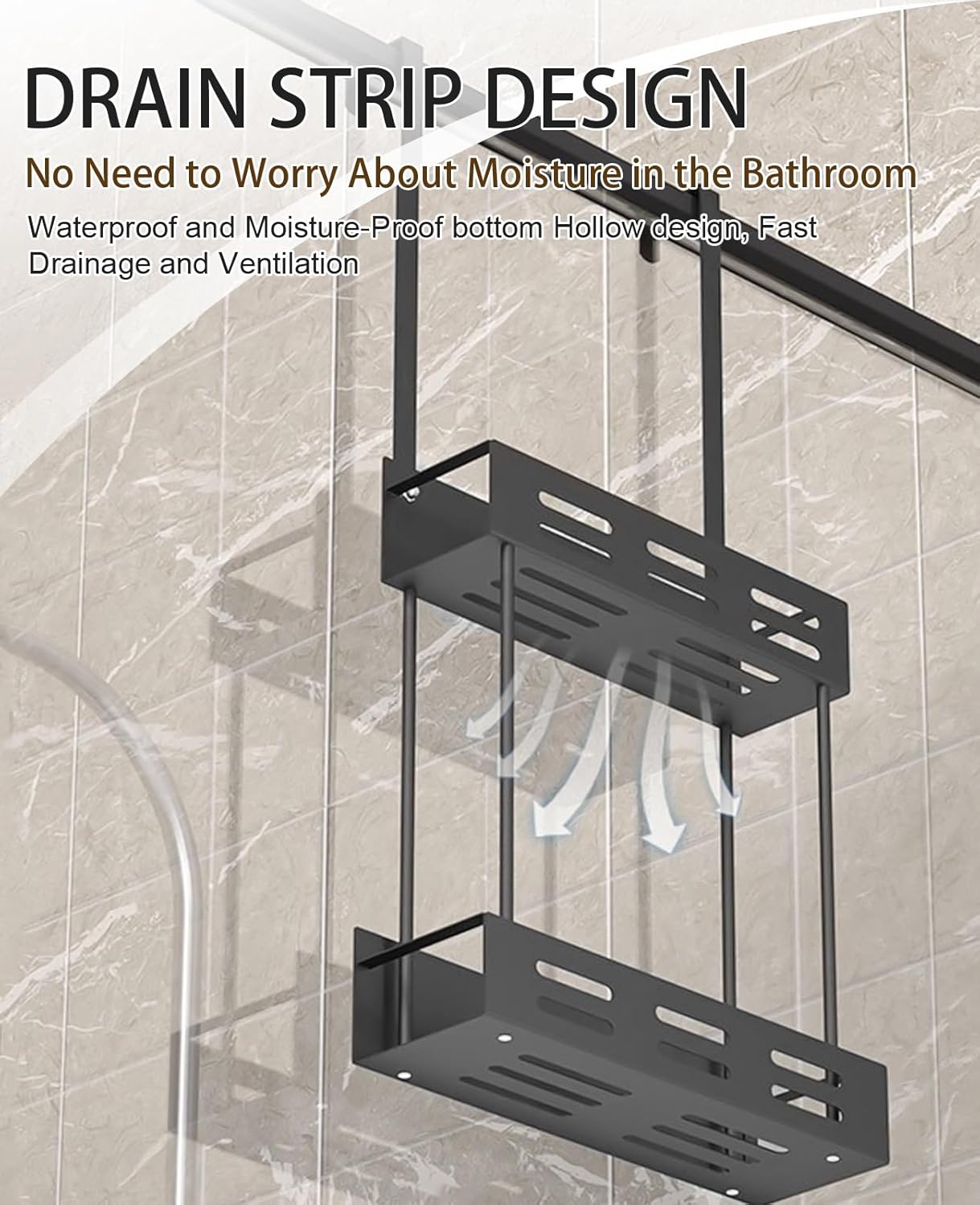 CARLA HOME Over the Door 2-tier Shower Caddy Organizer Shelf with Hooks for Bathroom - Image 5