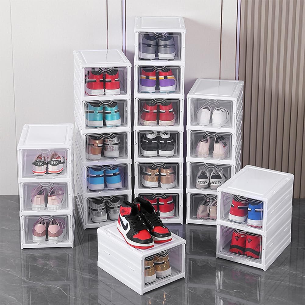 CARLA HOME 6-Tier Stackable Shoe Storage Box Organizer with Clear Door for Closet, Entryway or Cabinet - Image 10