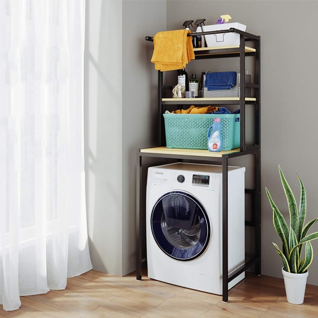 CARLA HOME 3-Tier Over Washing Machine Storage Rack Laundry Shelf Organizer for Bathroom or Toilet (Black) - Image 2