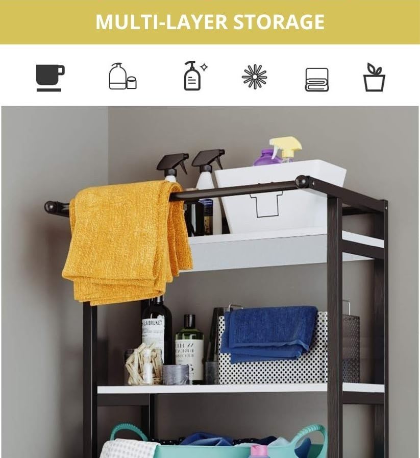 CARLA HOME 3-Tier Over Washing Machine Storage Rack Laundry Shelf Organizer for Bathroom or Toilet (Black) - Image 4