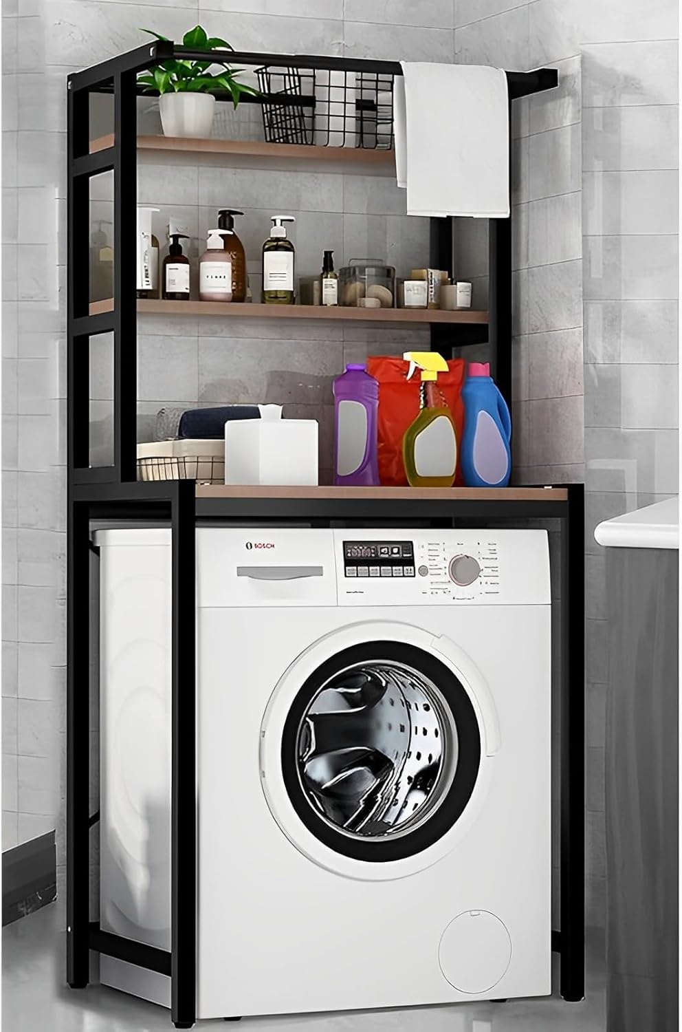 CARLA HOME 3-Tier Over Washing Machine Storage Rack Laundry Shelf Organizer for Bathroom or Toilet (Black) - Image 8