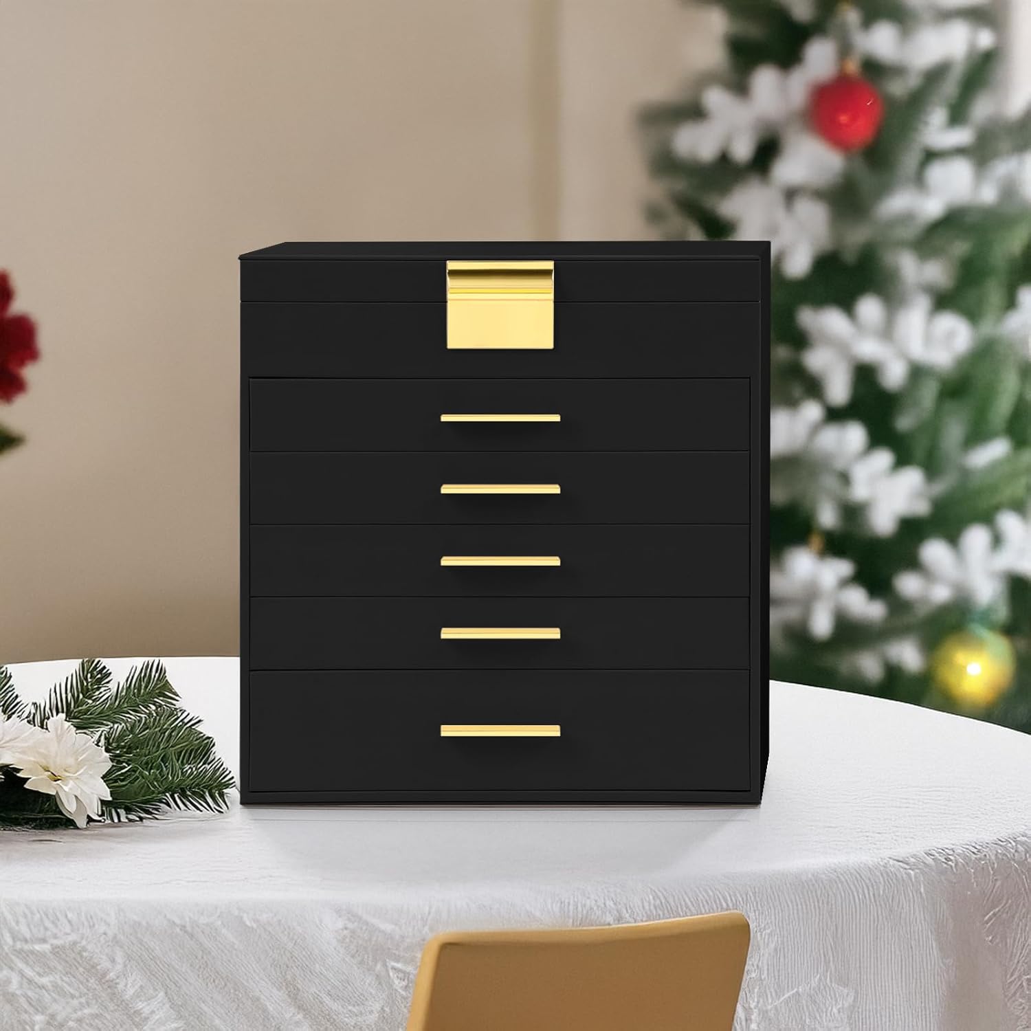 CARLA HOME 6-Layer Large Jewelry Organizer Box for Women with Mirror, Drawers, Hooks & Dividers for Rings, Necklaces, Bracelets, Ideal Gift for Women (Black) - Image 7