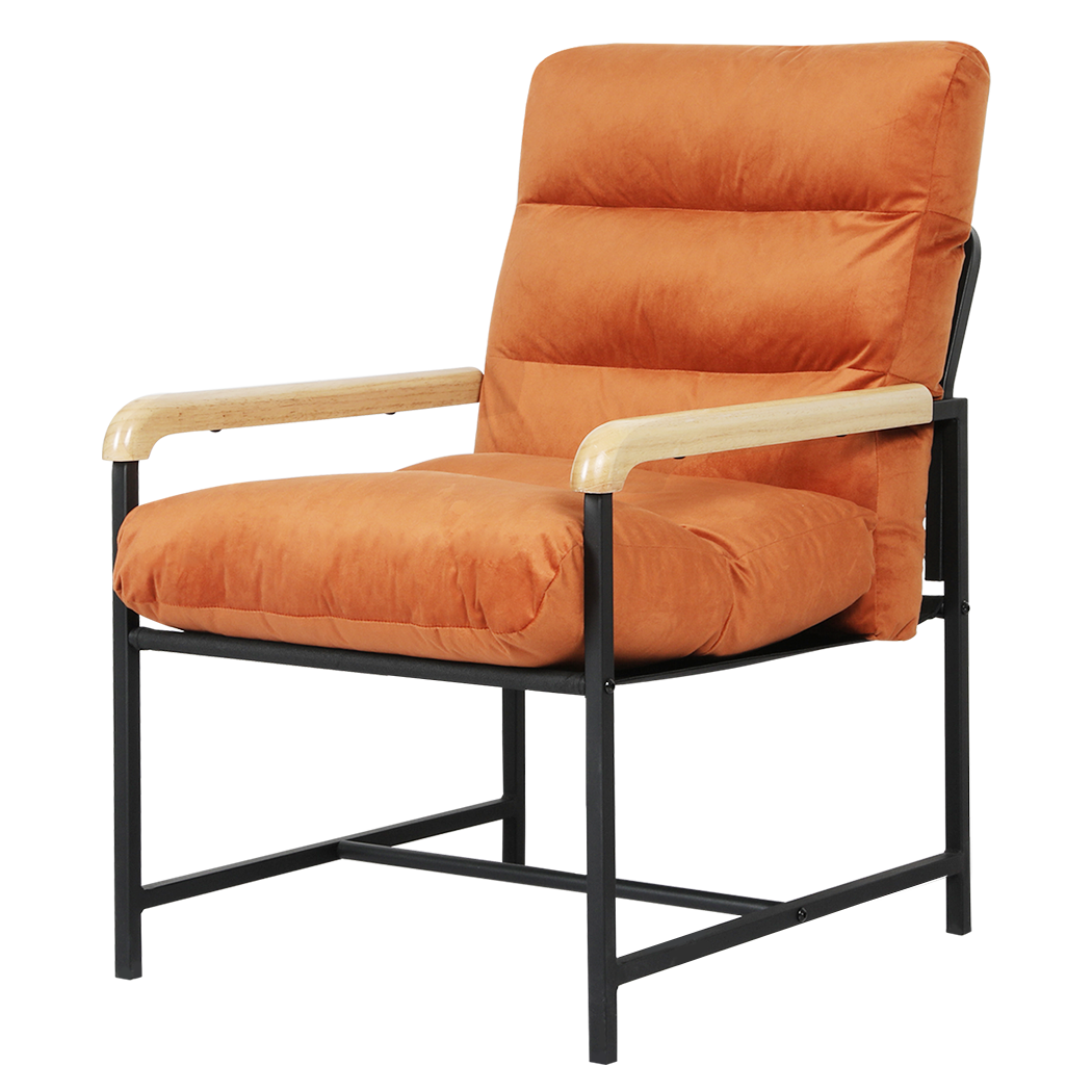 Levede Metal Framed Lounge Chair Velvet in Orange - Image 9