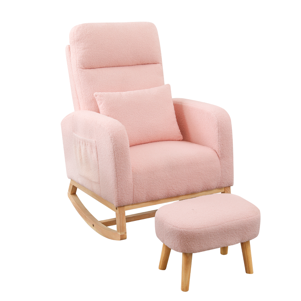 Levede Rocking Chair Ottoman Footrest With Side Pocket - Image 9