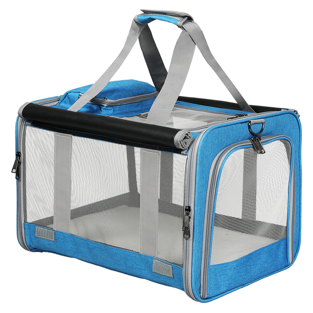 Pawz 3 in 1 Pet Soft Crate Dog Cat Carrier M Size Blue - Image 9
