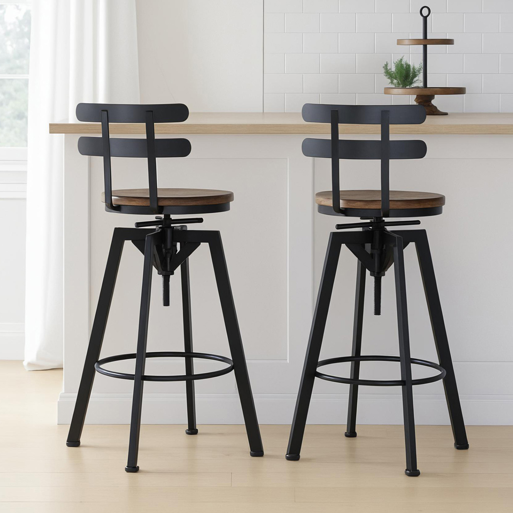 Levede 2x Bar Stool Industrial Adjustable - Image 8