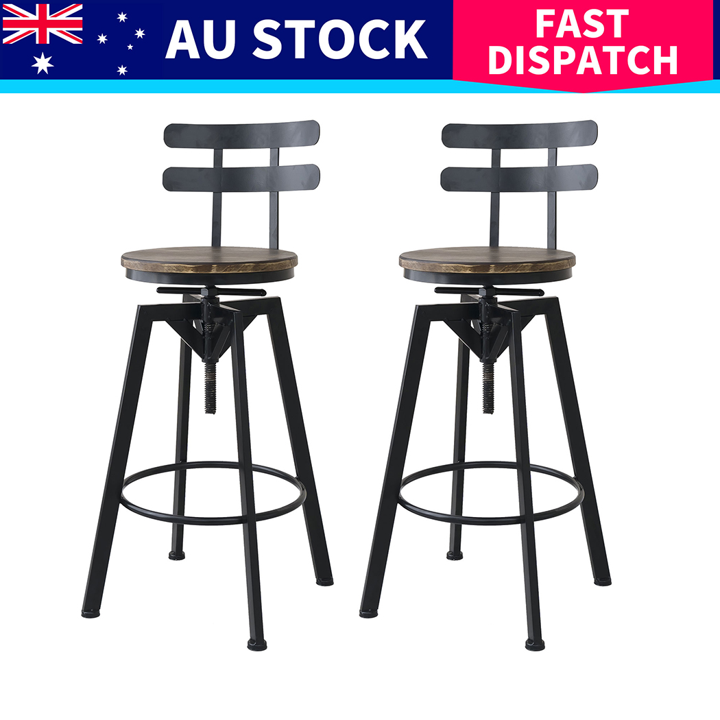 Levede 2x Bar Stool Industrial Adjustable - Image 10