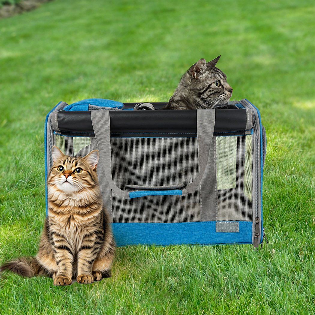 Pawz 3 in 1 Pet Soft Crate Dog Cat Carrier M Size Blue - Image 8