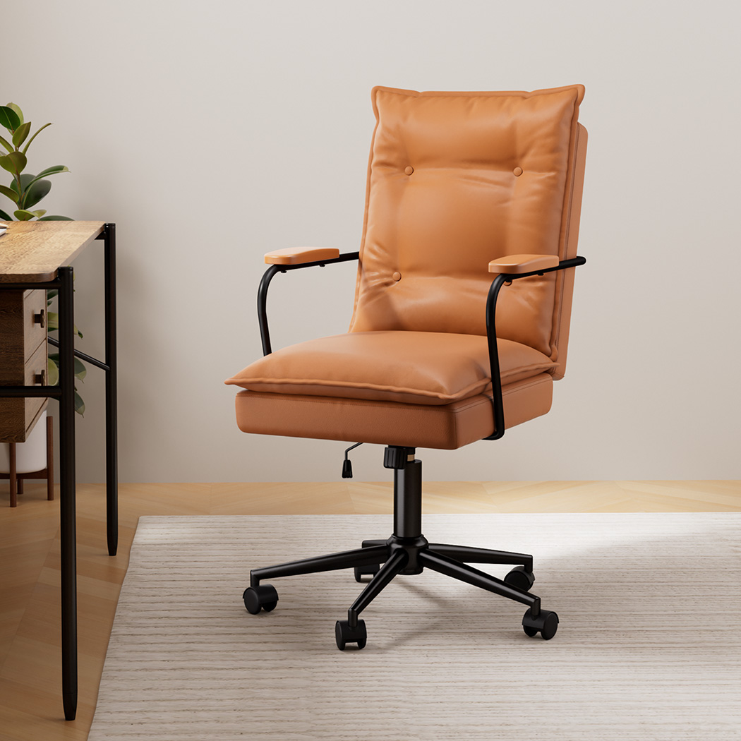 LEVEDE Ergonomic Office Chair Computer PU Brown - Image 8