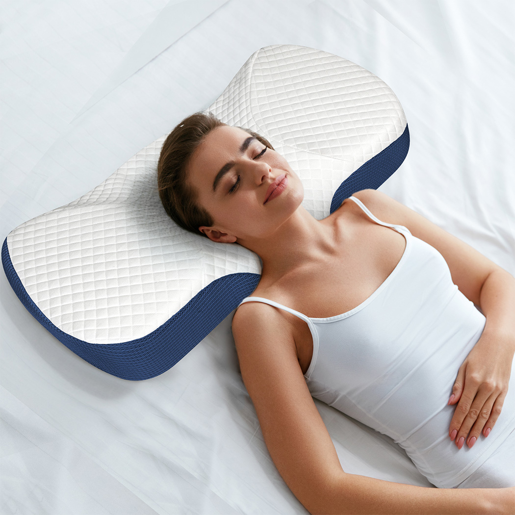 Dreamz Memory Foam Pillow Pillowcase Supprt Blue Rebound - Image 8