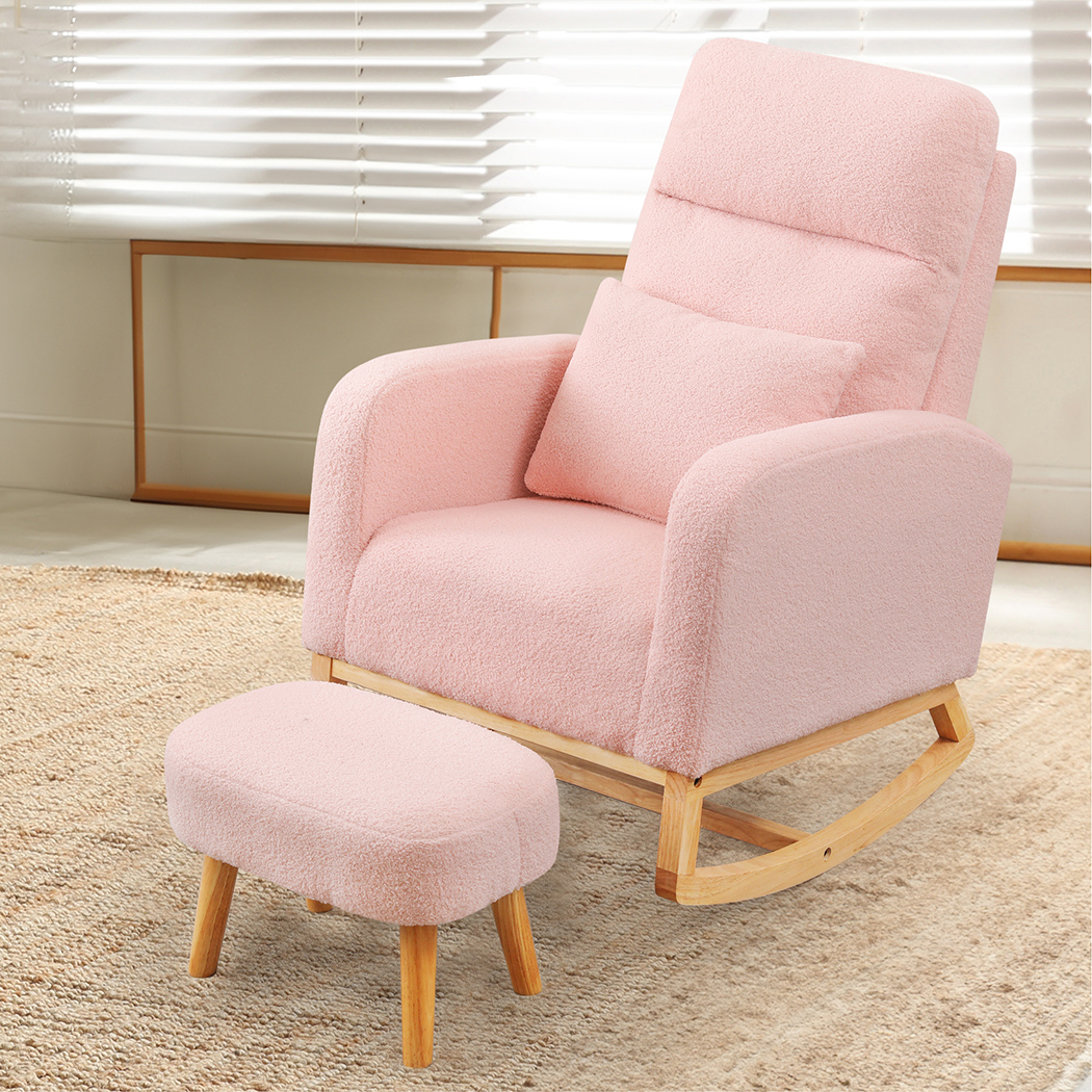 Levede Rocking Chair Ottoman Footrest With Side Pocket - Image 8