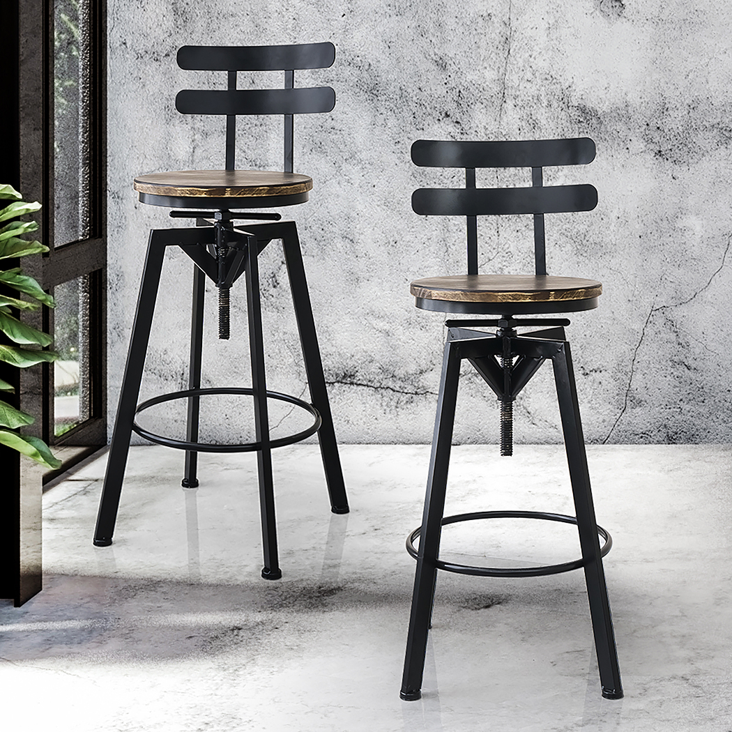 Levede 2x Bar Stool Industrial Adjustable - Image 7