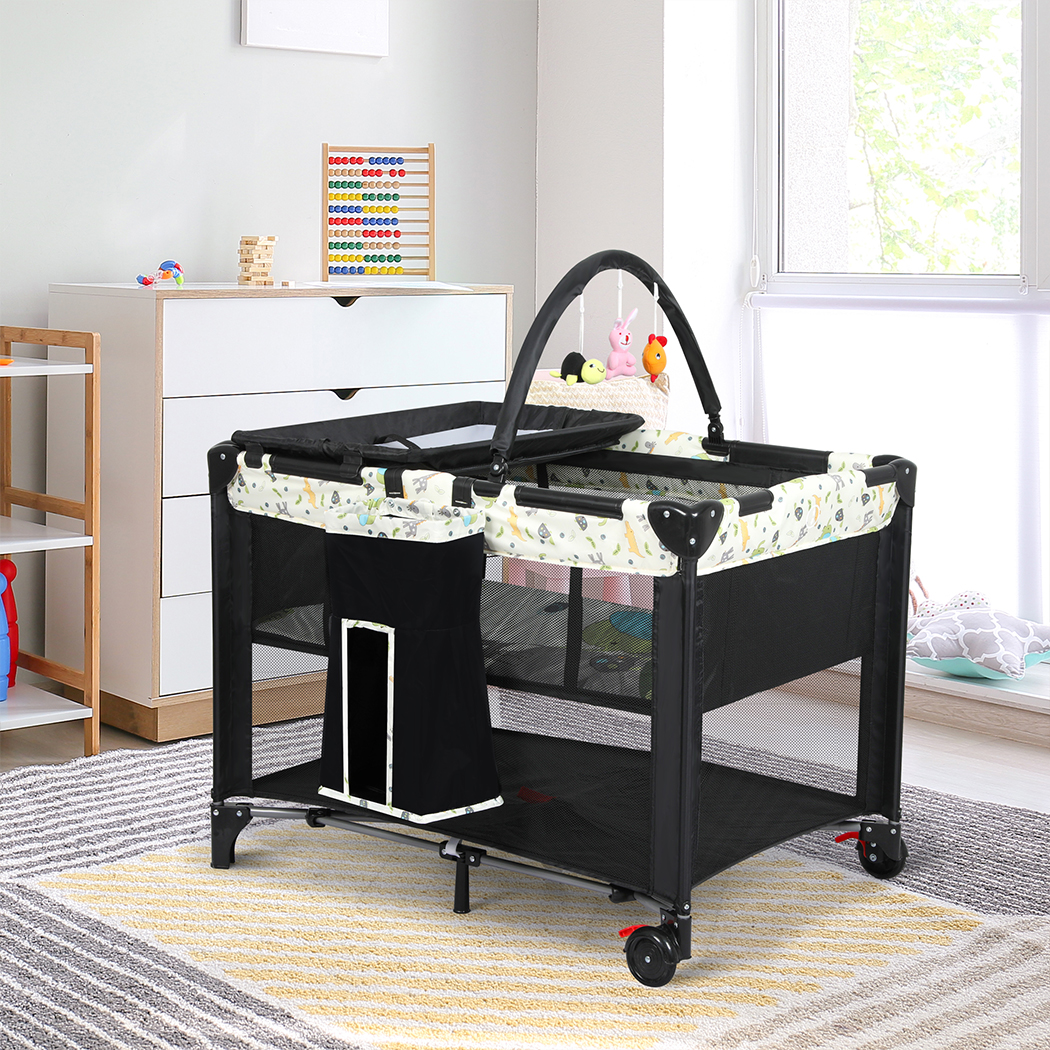 BoPeep Baby Cot Bed Crib Portable Bassinet Black - Image 7