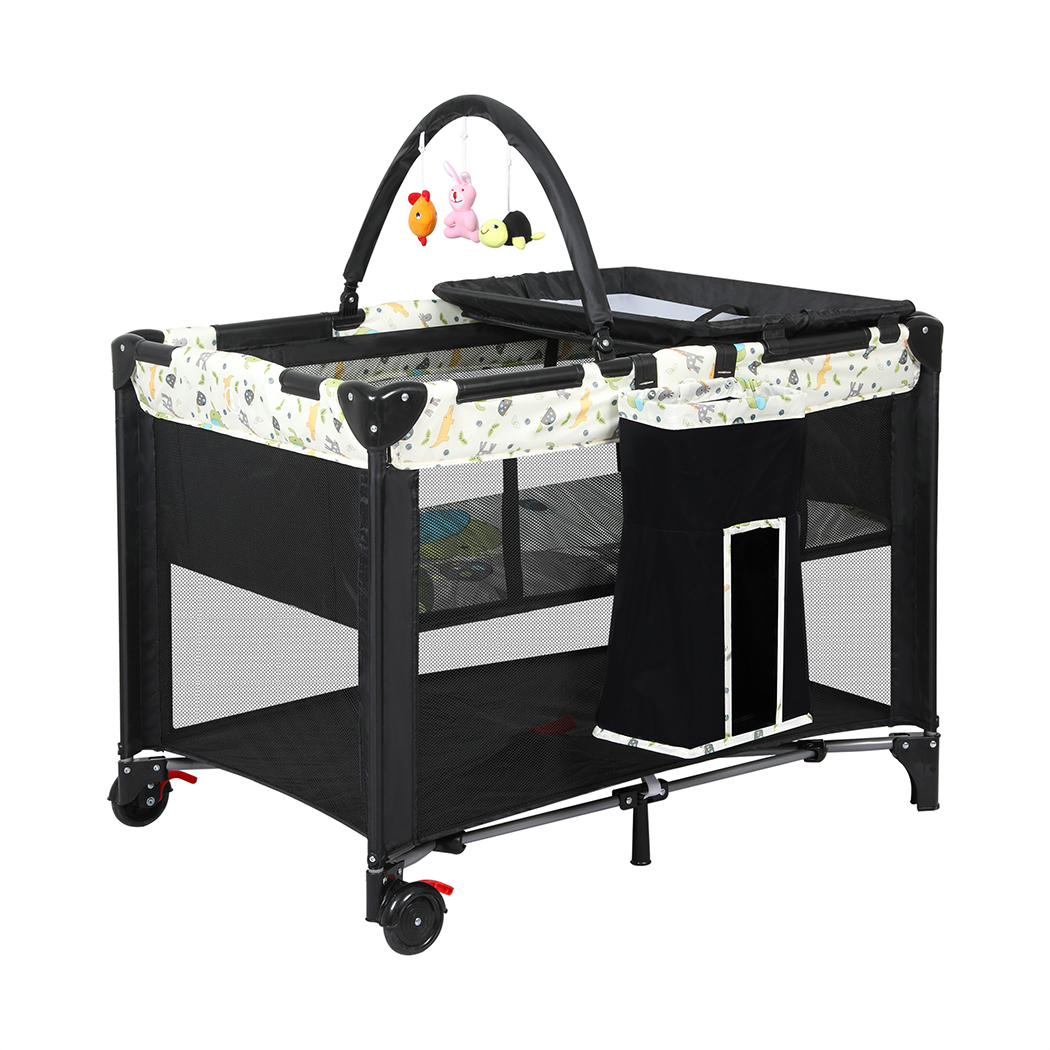 BoPeep Baby Cot Bed Crib Portable Bassinet Black - Image 2