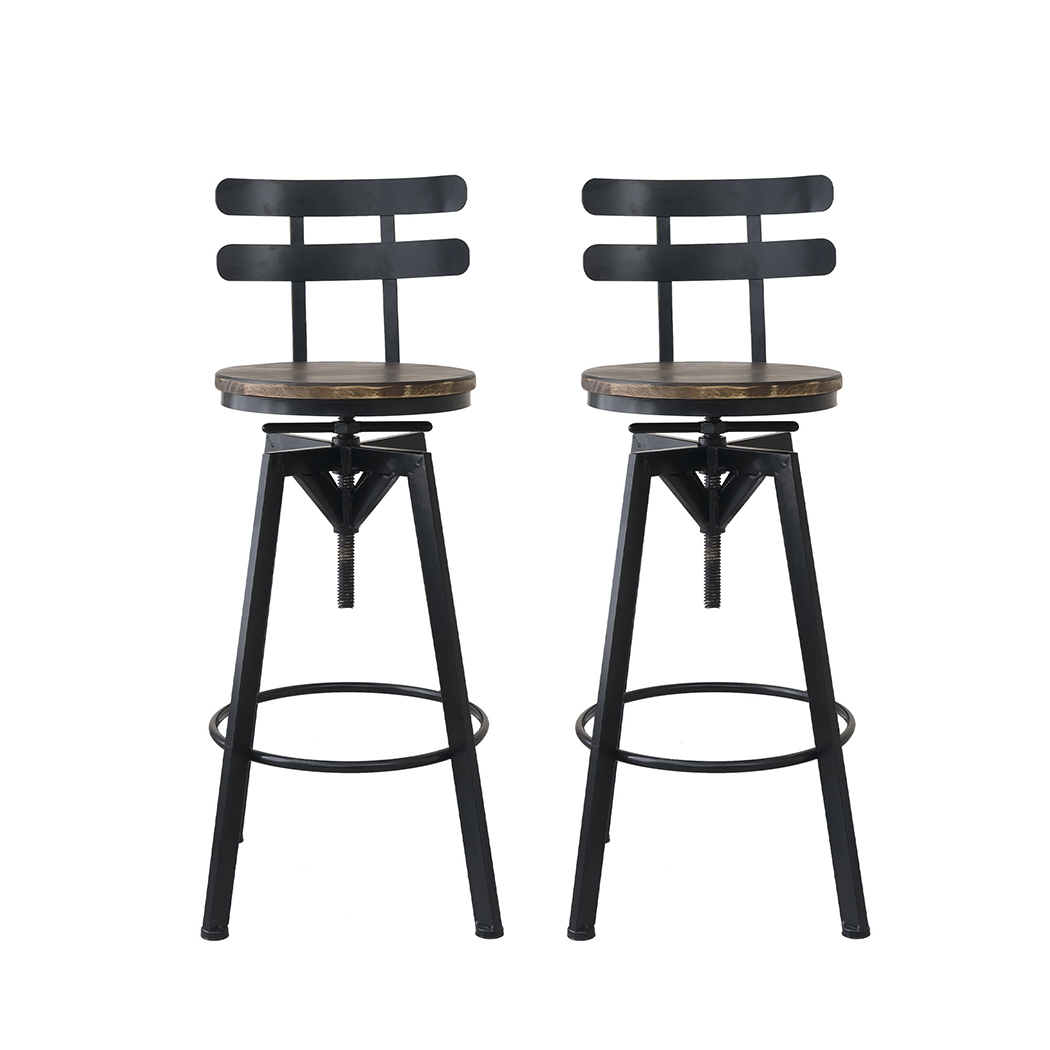 Levede 2x Bar Stool Industrial Adjustable - Image 2