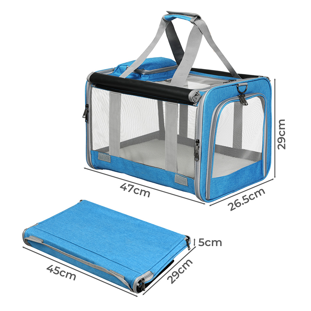 Pawz 3 in 1 Pet Soft Crate Dog Cat Carrier M Size Blue - Image 3