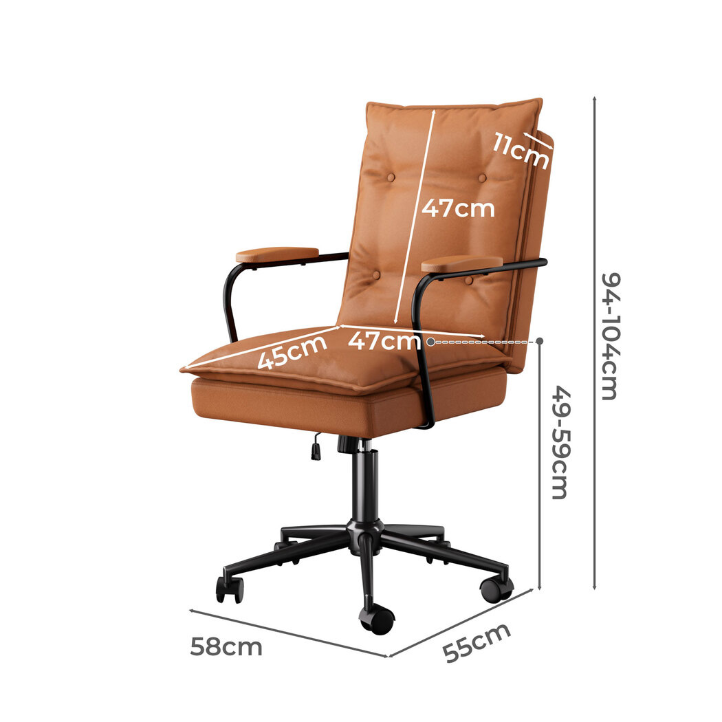 LEVEDE Ergonomic Office Chair Computer PU Brown - Image 3