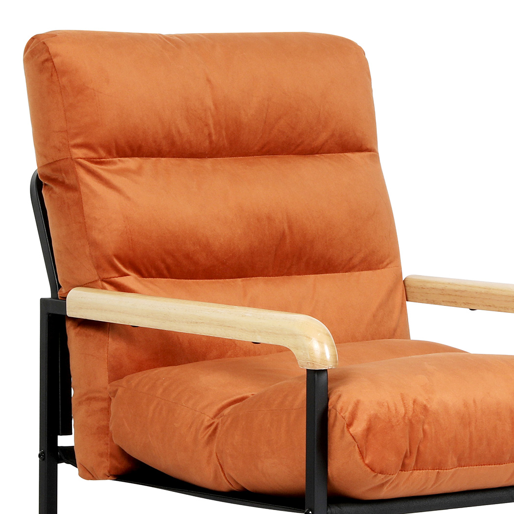 Levede Metal Framed Lounge Chair Velvet in Orange - Image 4