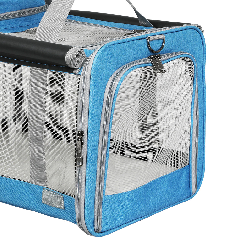 Pawz 3 in 1 Pet Soft Crate Dog Cat Carrier M Size Blue - Image 5