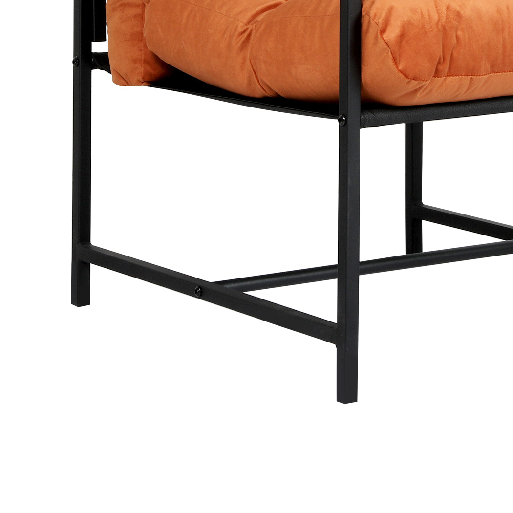 Levede Metal Framed Lounge Chair Velvet in Orange - Image 5